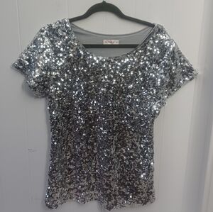 Silver Sequin Top